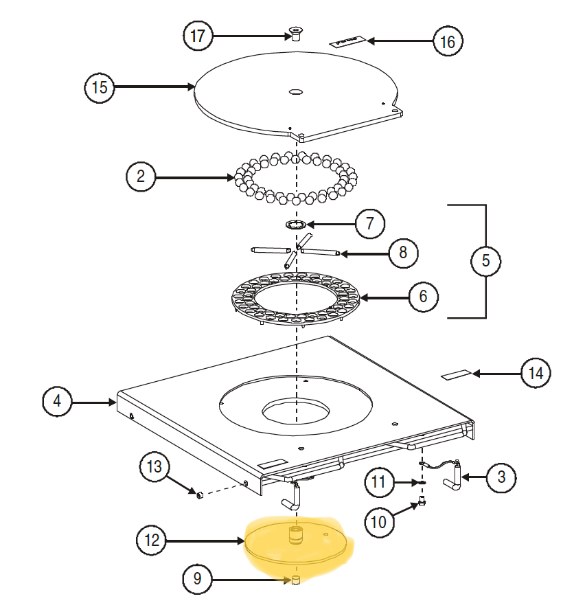 Gegenhalteplatte Drehteller unten